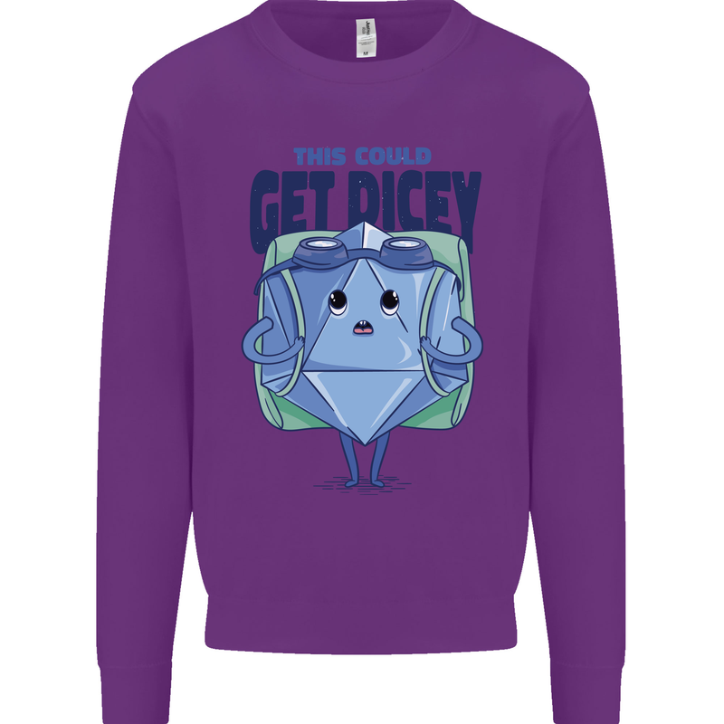 RPG Role Playing Game Get Dicey Funny Mens Sweatshirt Jumper Purple