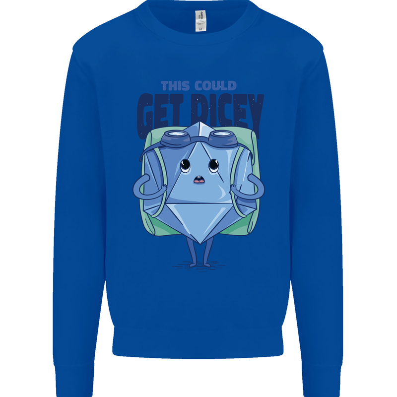 RPG Role Playing Game Get Dicey Funny Mens Sweatshirt Jumper Royal Blue