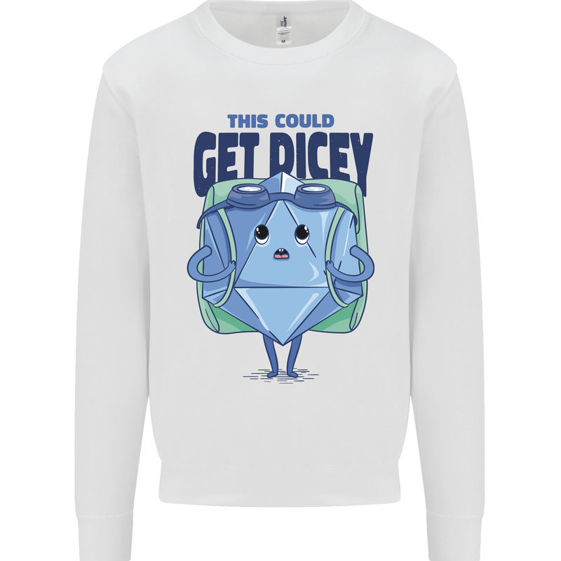 RPG Role Playing Game Get Dicey Funny Mens Sweatshirt Jumper White
