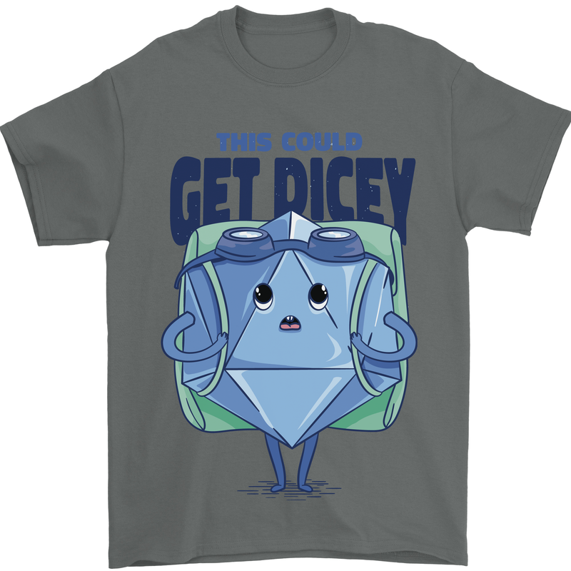 RPG Role Playing Game Get Dicey Funny Mens T-Shirt Cotton Gildan Charcoal