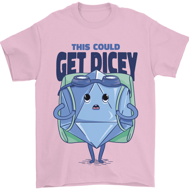 RPG Role Playing Game Get Dicey Funny Mens T-Shirt Cotton Gildan Light Pink