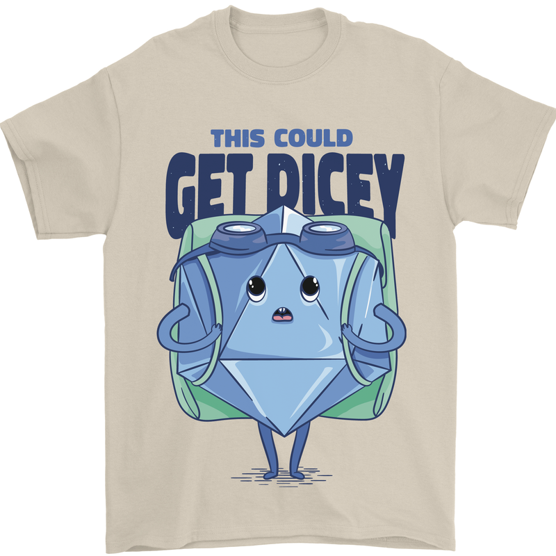 RPG Role Playing Game Get Dicey Funny Mens T-Shirt Cotton Gildan Sand