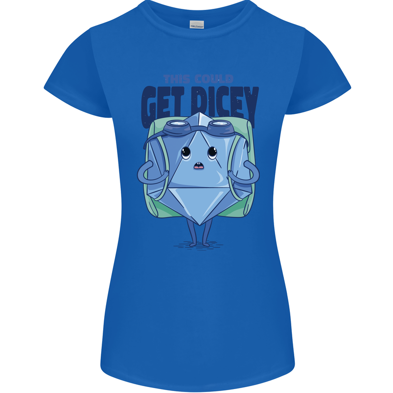 RPG Role Playing Game Get Dicey Funny Womens Petite Cut T-Shirt Royal Blue