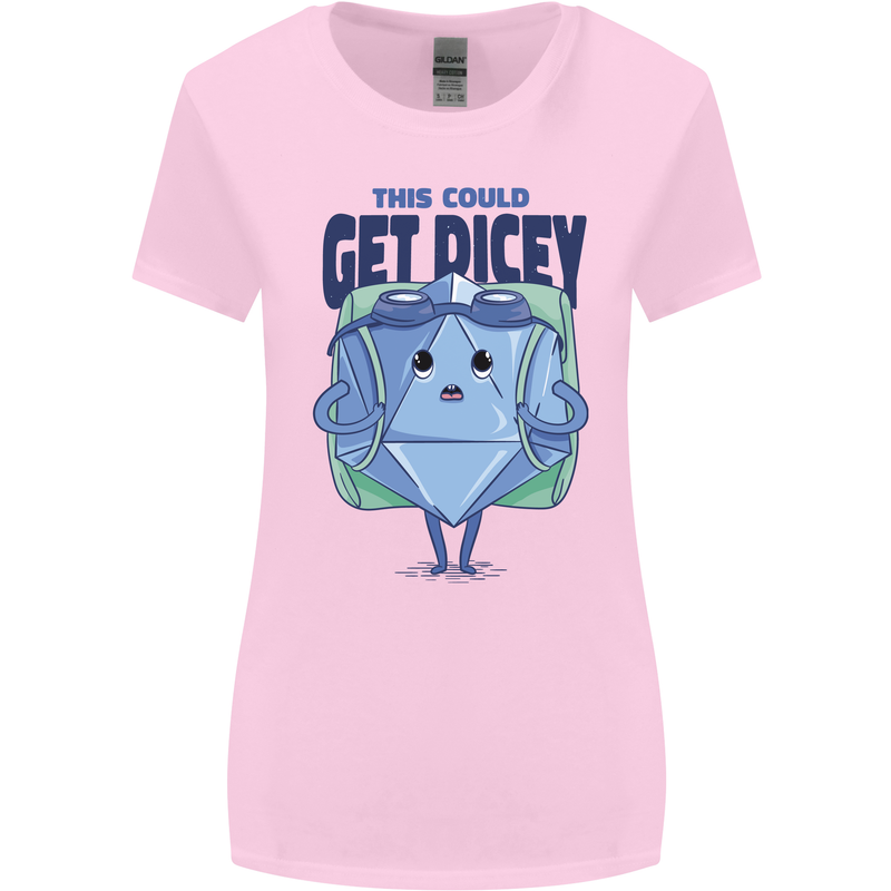 RPG Role Playing Game Get Dicey Funny Womens Wider Cut T-Shirt Light Pink