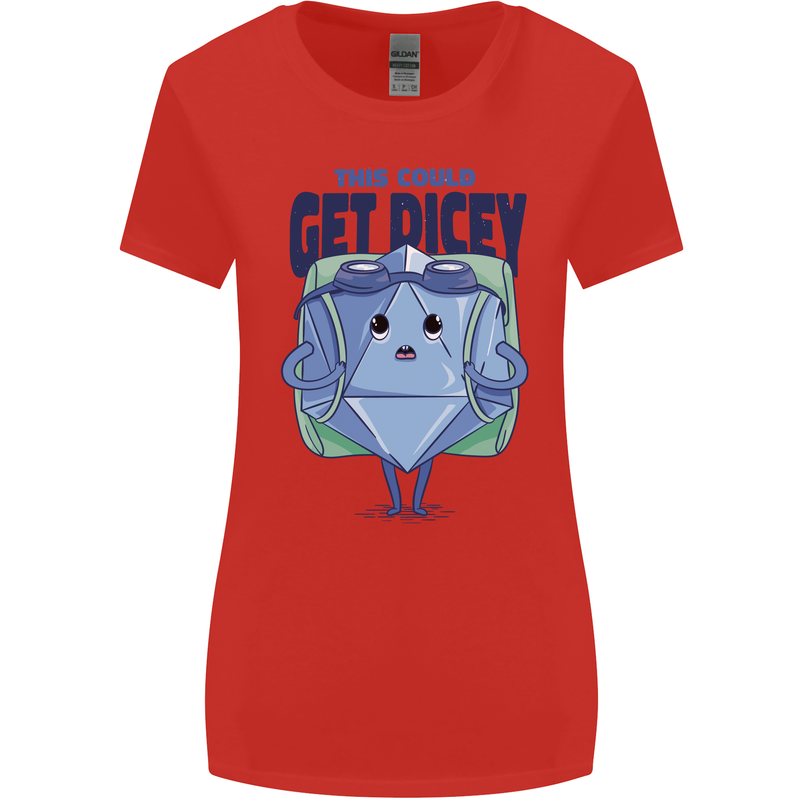 RPG Role Playing Game Get Dicey Funny Womens Wider Cut T-Shirt Red