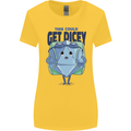 RPG Role Playing Game Get Dicey Funny Womens Wider Cut T-Shirt Yellow