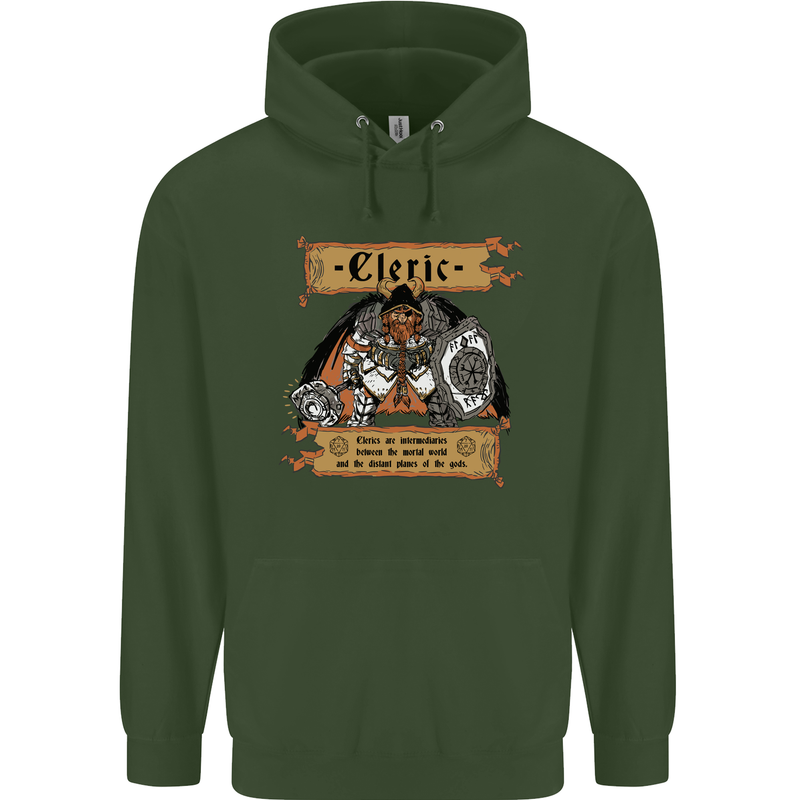 RPG Role Playing Games Cleric Dragons Childrens Kids Hoodie Forest Green