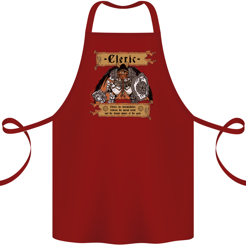 RPG Role Playing Games Cleric Dragons Cotton Apron 100% Organic Maroon
