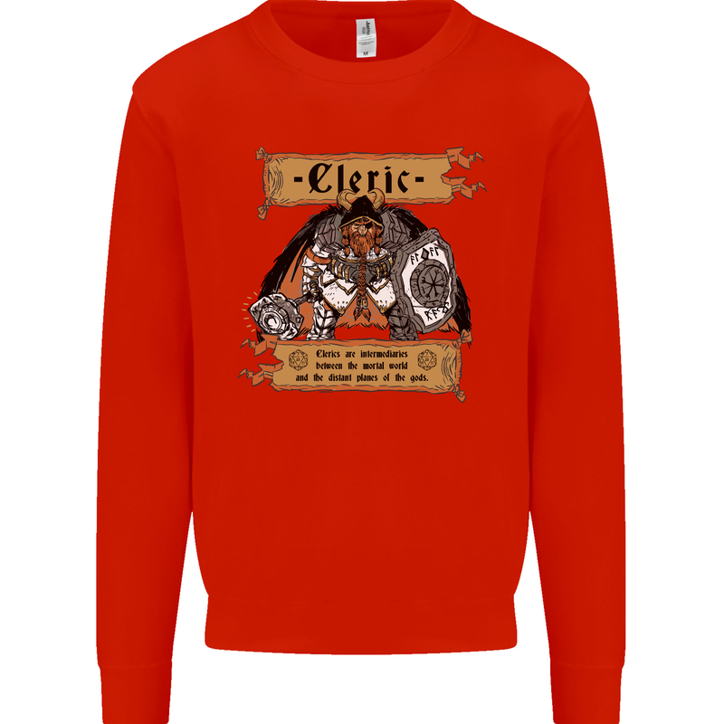 RPG Role Playing Games Cleric Dragons Kids Sweatshirt Jumper Bright Red