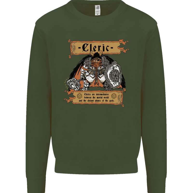 RPG Role Playing Games Cleric Dragons Kids Sweatshirt Jumper Forest Green