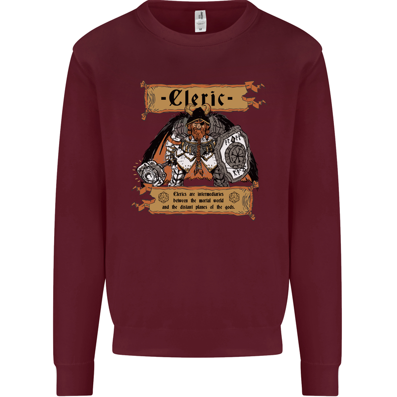 RPG Role Playing Games Cleric Dragons Kids Sweatshirt Jumper Maroon
