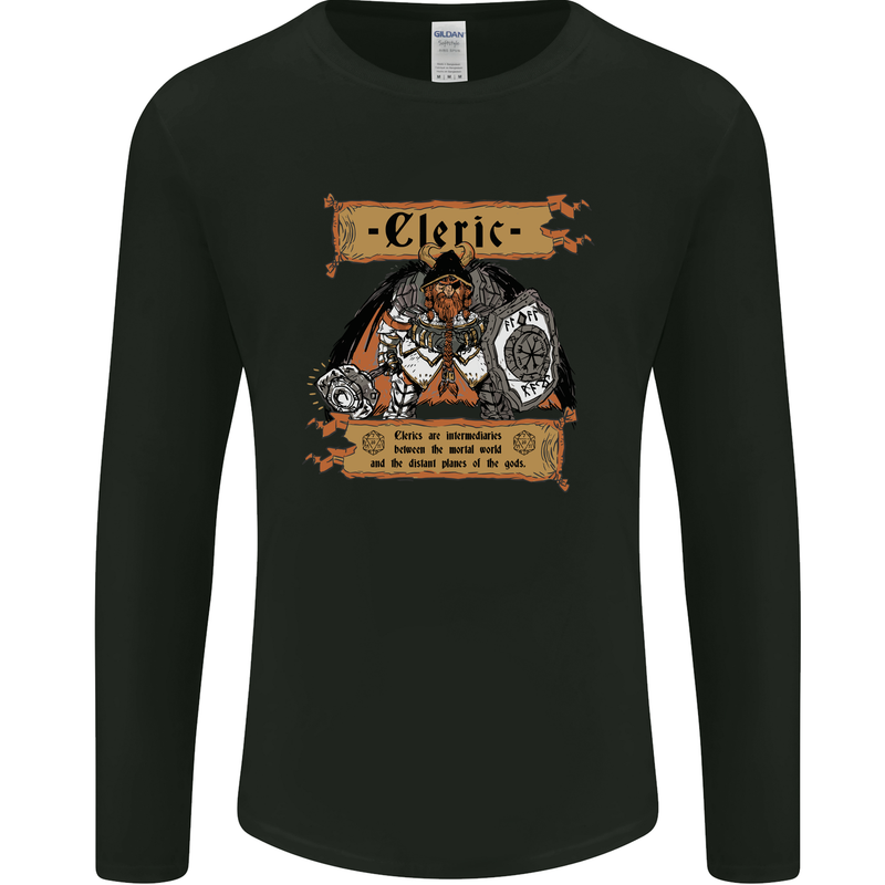 RPG Role Playing Games Cleric Dragons Mens Long Sleeve T-Shirt Black