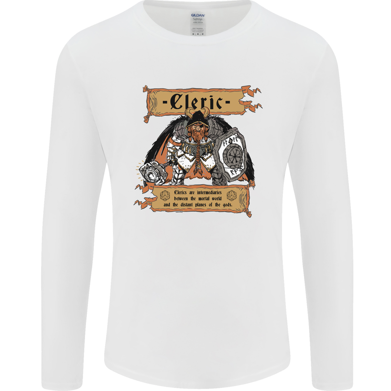 RPG Role Playing Games Cleric Dragons Mens Long Sleeve T-Shirt White