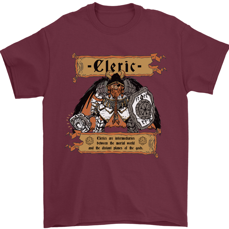 RPG Role Playing Games Cleric Dragons Mens T-Shirt 100% Cotton Maroon
