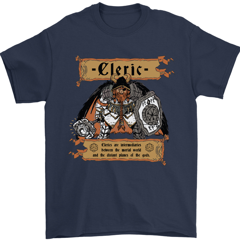 RPG Role Playing Games Cleric Dragons Mens T-Shirt 100% Cotton Navy Blue