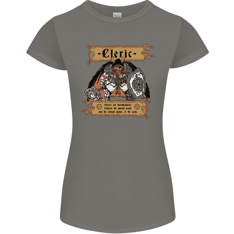 RPG Role Playing Games Cleric Dragons Womens Petite Cut T-Shirt Charcoal