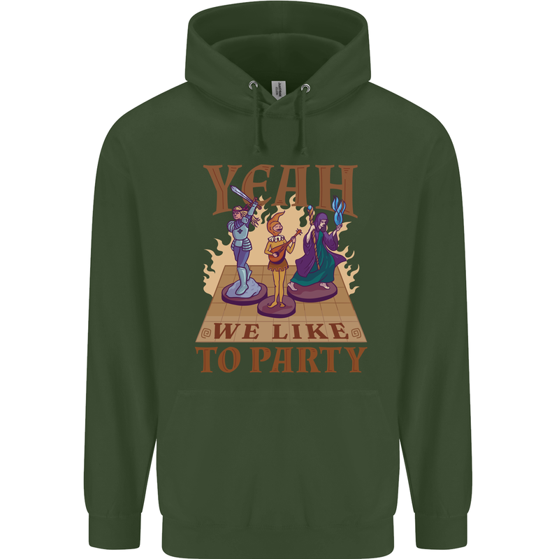 RPG Yeah We Like to Party Role Playing Game Childrens Kids Hoodie Forest Green