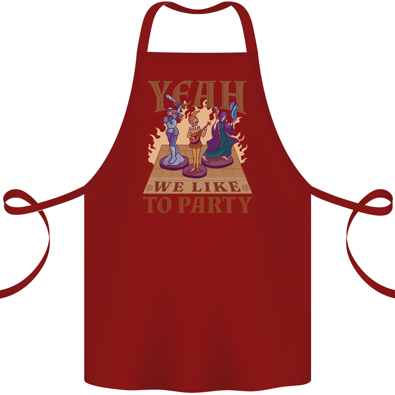 RPG Yeah We Like to Party Role Playing Game Cotton Apron 100% Organic Maroon