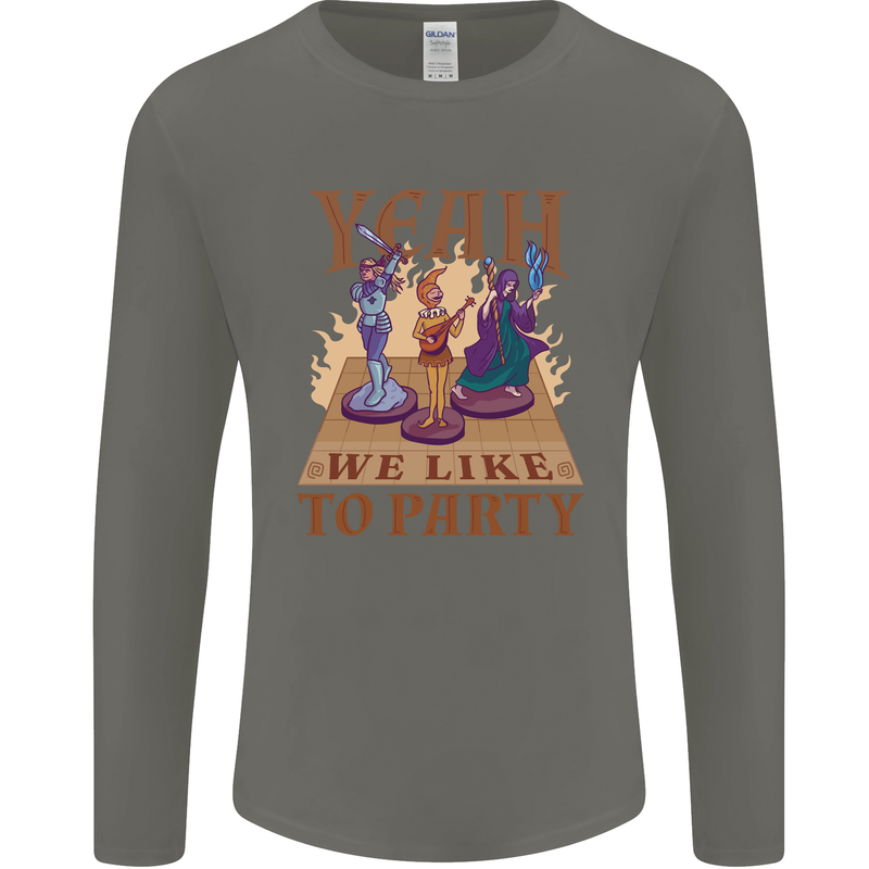 RPG Yeah We Like to Party Role Playing Game Mens Long Sleeve T-Shirt Charcoal