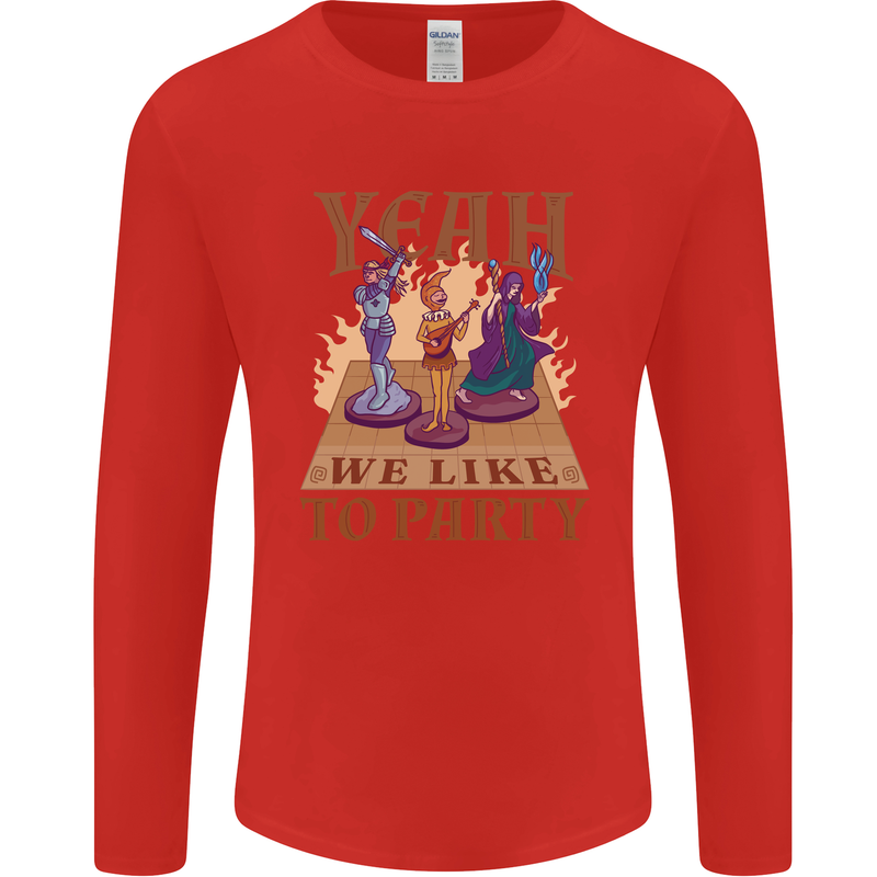 RPG Yeah We Like to Party Role Playing Game Mens Long Sleeve T-Shirt Red