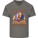 RPG Yeah We Like to Party Role Playing Game Mens V-Neck Cotton T-Shirt Charcoal
