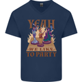 RPG Yeah We Like to Party Role Playing Game Mens V-Neck Cotton T-Shirt Navy Blue