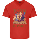 RPG Yeah We Like to Party Role Playing Game Mens V-Neck Cotton T-Shirt Red