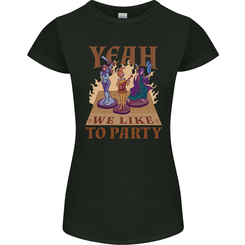 RPG Yeah We Like to Party Role Playing Game Womens Petite Cut T-Shirt Black