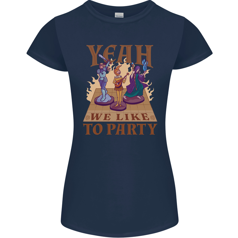 RPG Yeah We Like to Party Role Playing Game Womens Petite Cut T-Shirt Navy Blue