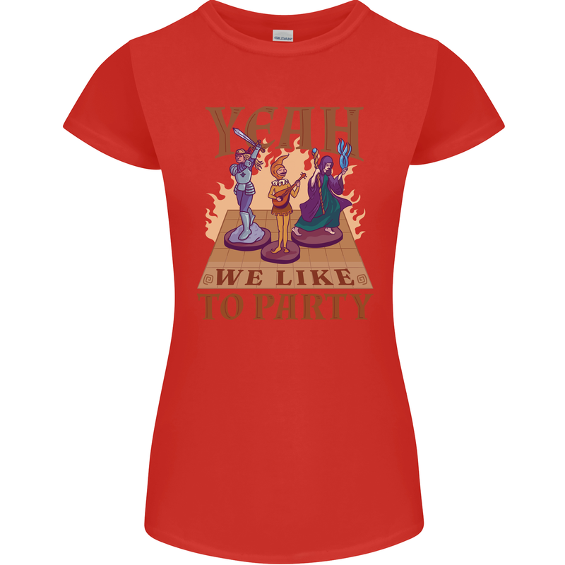 RPG Yeah We Like to Party Role Playing Game Womens Petite Cut T-Shirt Red