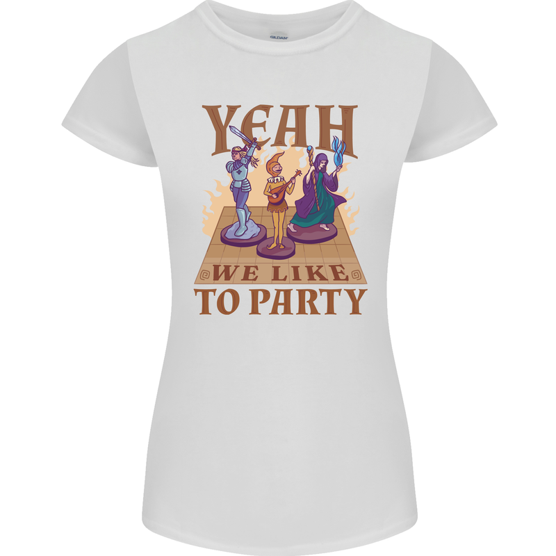 RPG Yeah We Like to Party Role Playing Game Womens Petite Cut T-Shirt White