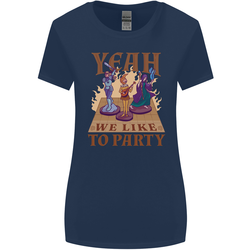RPG Yeah We Like to Party Role Playing Game Womens Wider Cut T-Shirt Navy Blue