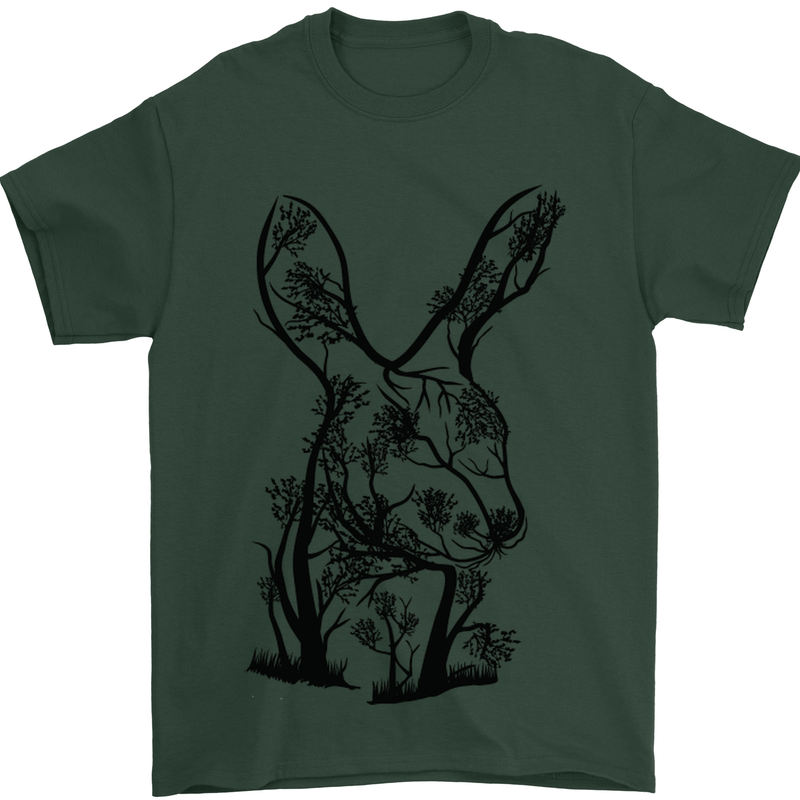 Rabbit Ecology Mens T-Shirt Cotton Gildan Forest Green