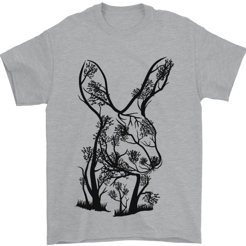 Rabbit Ecology Mens T-Shirt Cotton Gildan Sports Grey