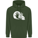 Rabbit Hand Shadow Funny Silhouette Childrens Kids Hoodie Forest Green