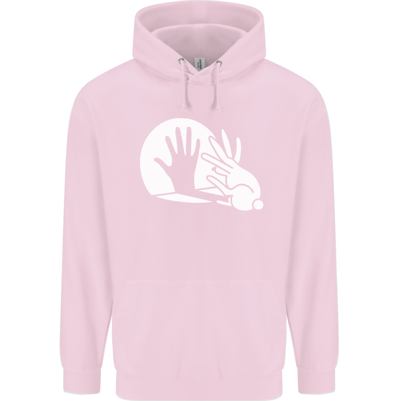 Rabbit Hand Shadow Funny Silhouette Childrens Kids Hoodie Light Pink