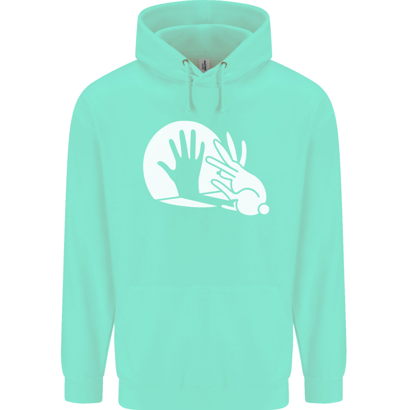 Rabbit Hand Shadow Funny Silhouette Childrens Kids Hoodie Peppermint