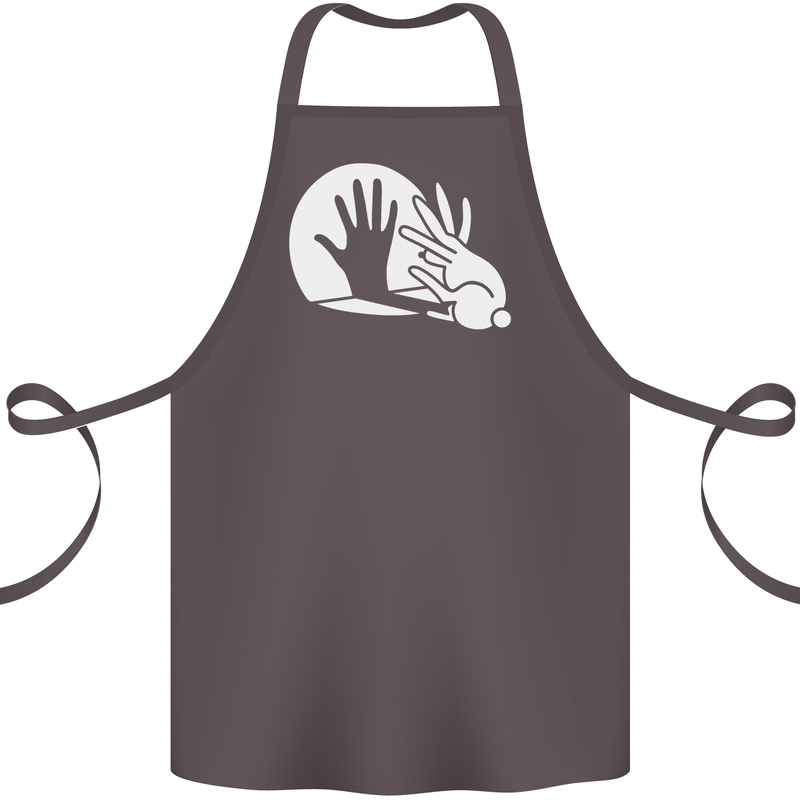 Rabbit Hand Shadow Funny Silhouette Cotton Apron 100% Organic Dark Grey