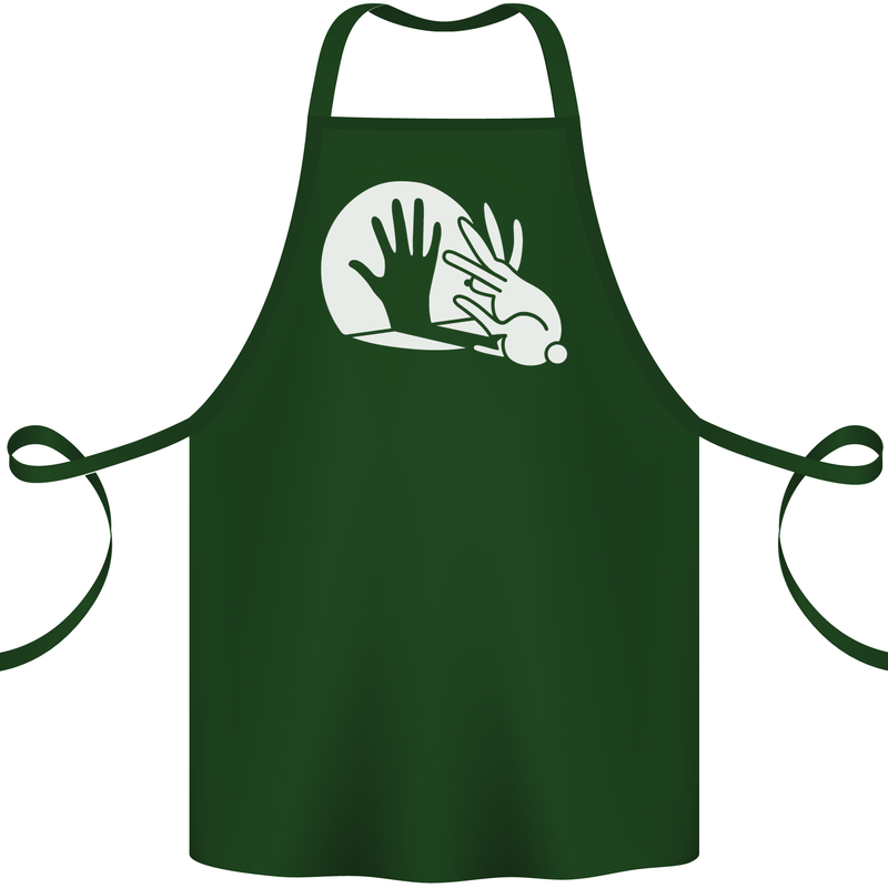 Rabbit Hand Shadow Funny Silhouette Cotton Apron 100% Organic Forest Green