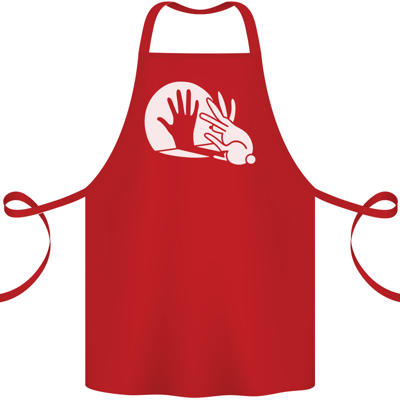 Rabbit Hand Shadow Funny Silhouette Cotton Apron 100% Organic Red