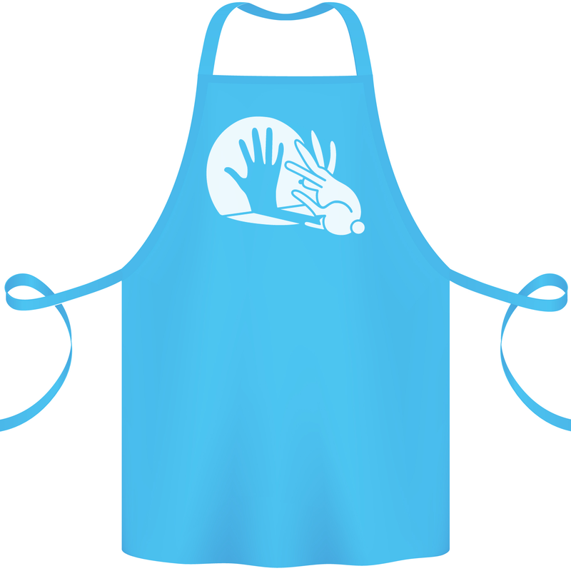 Rabbit Hand Shadow Funny Silhouette Cotton Apron 100% Organic Turquoise