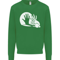 Rabbit Hand Shadow Funny Silhouette Kids Sweatshirt Jumper Irish Green