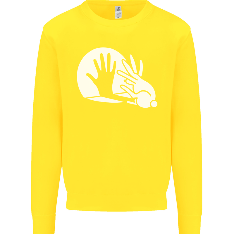 Rabbit Hand Shadow Funny Silhouette Kids Sweatshirt Jumper Yellow
