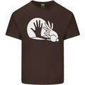 Rabbit Hand Shadow Funny Silhouette Kids T-Shirt Childrens Chocolate