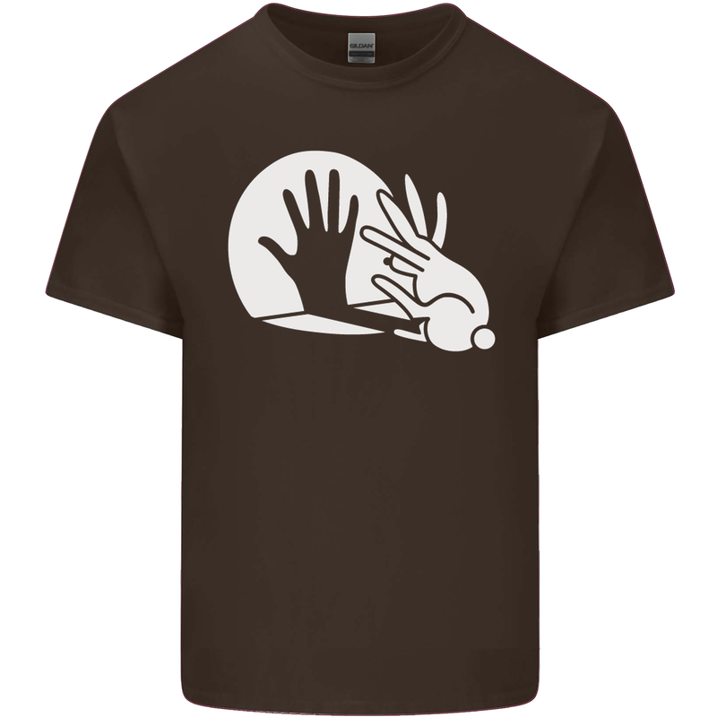 Rabbit Hand Shadow Funny Silhouette Kids T-Shirt Childrens Chocolate
