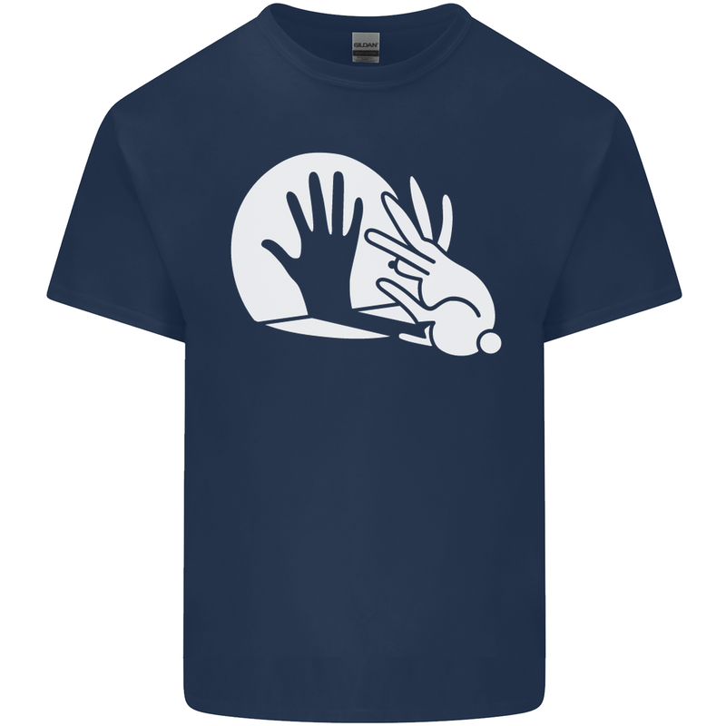 Rabbit Hand Shadow Funny Silhouette Kids T-Shirt Childrens Navy Blue