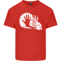 Rabbit Hand Shadow Funny Silhouette Kids T-Shirt Childrens Red
