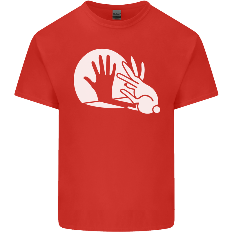 Rabbit Hand Shadow Funny Silhouette Kids T-Shirt Childrens Red