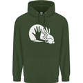 Rabbit Hand Shadow Funny Silhouette Mens 80% Cotton Hoodie Forest Green