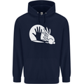 Rabbit Hand Shadow Funny Silhouette Mens 80% Cotton Hoodie Navy Blue